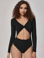 Long Sleeve Black  Women Activewear 4473