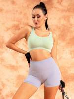  Black Scoop Neck Plain Women Sports Bras 5966