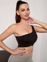 Plain One Shoulder  Women Sports Bras 5049