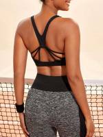 Black Cut Out Women Sports Bras 3687