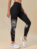  Floral Cropped Women Sports Leggings 1612