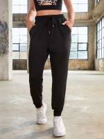 Regular Fit Black Long Plain Women Sports Pants 6354