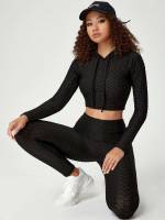  Black Drawstring Women Sports Sets 6483