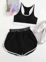  Contrast Binding Scoop Neck Women Sports Sets 50