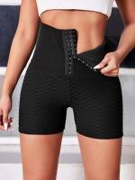 Black Plain  Women Sports Shorts 232