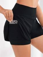 Pocket Black Regular Fit Women Activewear 9373