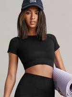  Plain Black Women Activewear 6118