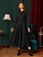 Double Button Black Regular Fit Women Suits 4279