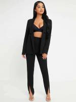 Elegant Long Sleeve Black Lapel Women Clothing 9659