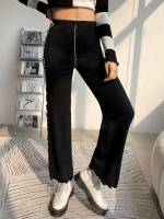 Regular Fit Long Casual Black Women Sweater Pants 5780