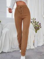  Drawstring Black Long Women Sweater Pants 637