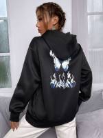  Regular Butterfly Black Women Sweatshirts 7355