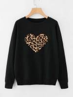 Heart Black Casual Women Sweatshirts 84