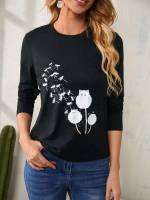  Animal Black Casual Women Clothing 298