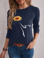  Black Floral Women T-Shirts 4964