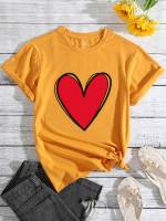 Casual Heart Regular Fit Round Neck Women T-Shirts 4295