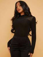 Regular Stand Collar Elegant Black Women Clothing 4395