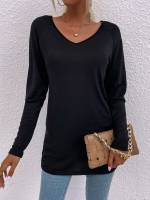 Casual Plain Black Women Clothing 6381