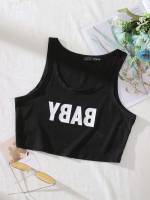 Letter Black Casual Rib-Knit Women Clothing 14