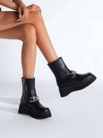   Black Women Wedge Boots 3100