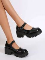 Buckle  Black Women Shoes 8884