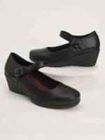 Black Buckle Plain Women Shoes 4116