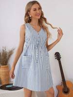 Boho Drawstring Sleeveless Regular Fit Maternity 363