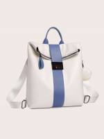  Blue and White Plain Preppy Women Backpacks 481