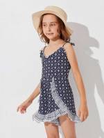 Regular Fit Frill Floral Short Girls Clothing 4244