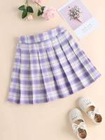 Pleated Blue and White Short Tartan Girls Skirts 799