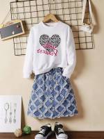 Round Neck Long Sleeve Blue and White Kids Clothing 7276