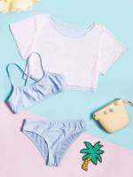 Cute  Blue and White Girls Beachwear 985