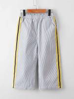  Sporty Striped Cropped Toddler Boys Bottoms 5336