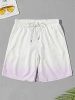 Blue and White  Drawstring Men Beach Shorts 9245