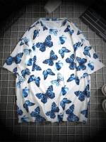  Short Sleeve Blue and White Regular Fit Men Tops 4449