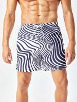   Blue and White Men Beach Shorts 8297