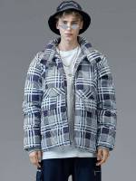  Stand Collar Blue and White Long Sleeve Men Winter Coats 344