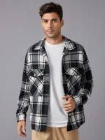 Collar Long Sleeve Blue and White Men Outerwear 9119