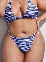   Zebra Stripe Plus Size Bikini Bottoms 6629