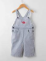 Preppy Blue and White Straps Capris Toddler Boy Jumpsuits 8605