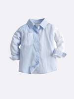 Blue and White Striped Collar Regular Fit Toddler Boys Clothing 2083