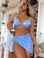  Cute Spaghetti Strap Geometric Women Beachwear 1273