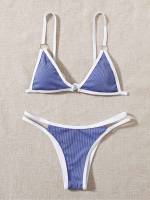  Spaghetti Strap Blue and White Women Bikini Sets 3872