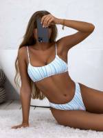 Cut Out Striped Women Bikini Sets 7485