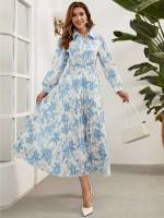  Blue and White Floral Women Dresses 9641