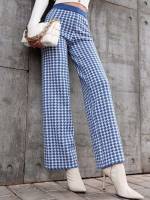 Regular Fit Casual Houndstooth Women Clothing 3038