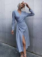  Polka Dot Long Sleeve Elegant Women Clothing 844