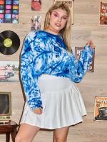 Casual Long Sleeve Tie Dye Regular Fit Plus Size Sweatshirts 612