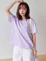 Blue and White Casual Short Sleeve Women Clothing 888