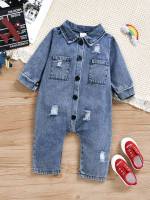 Long Sleeve Long Blue Collar Baby Clothing 7678